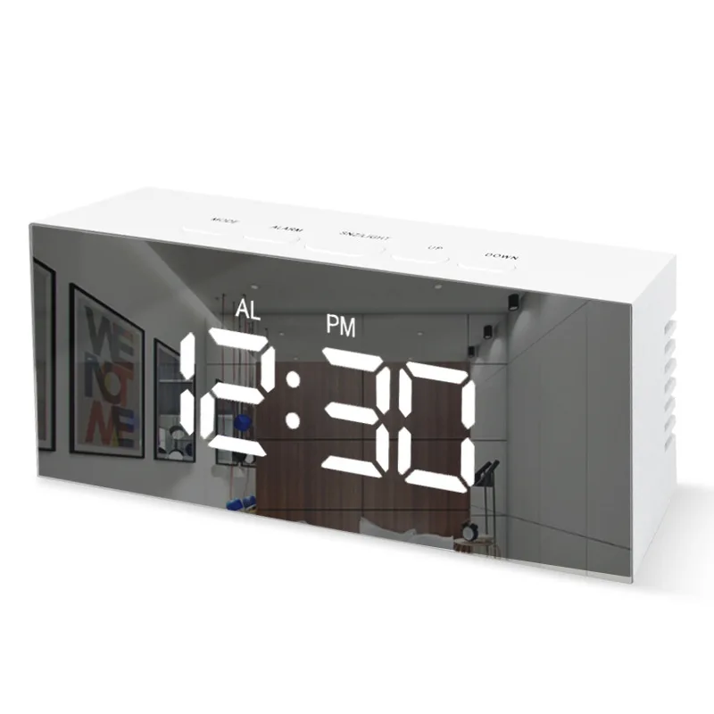 

Simple Ins Style LED Digital Electronic Mirror Alarm Clock Desktop Small Alarm Clock Student Special Children's Electronic Clock