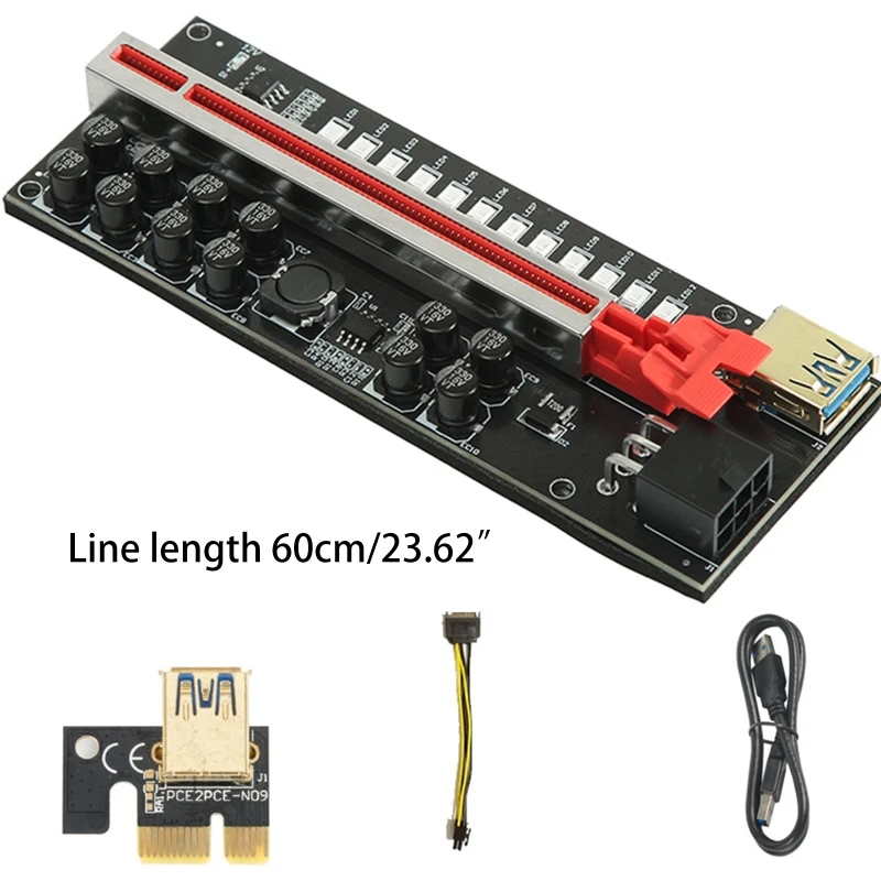 PCIE Riser 1x до 16x Графический удлинитель адаптер карта с 12 твердыми конденсаторами