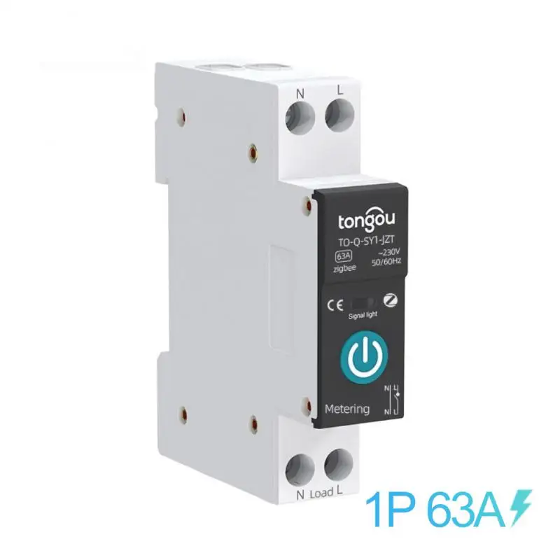 

63A Tuya Zigbee Intelligent Circuit Breaker With Metering Wireless Remotes Control Din Rail Switch Work with Alexa Google Home
