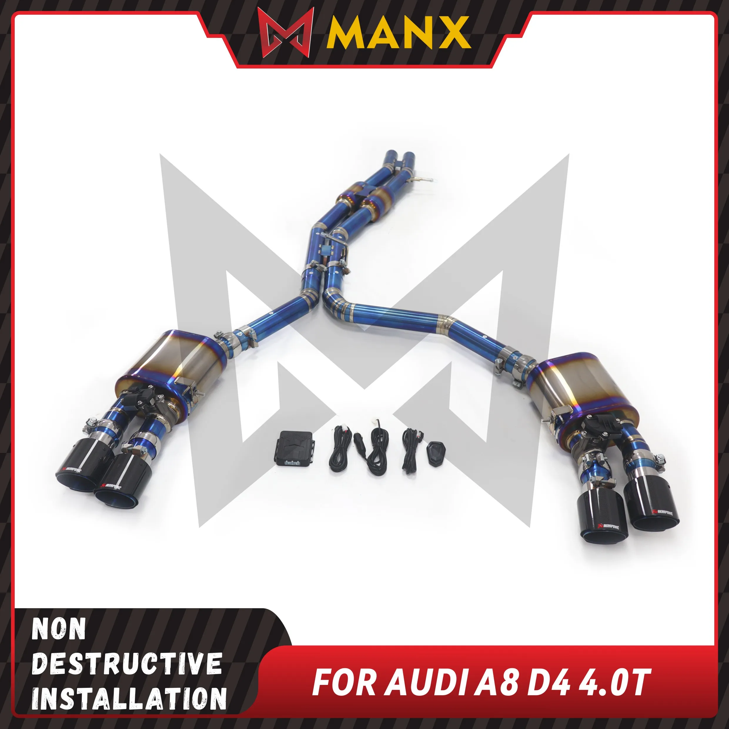 Подходит для Audi A8 D4 4.0T из титанового сплава bluing Catback Performance глушитель выхлопной