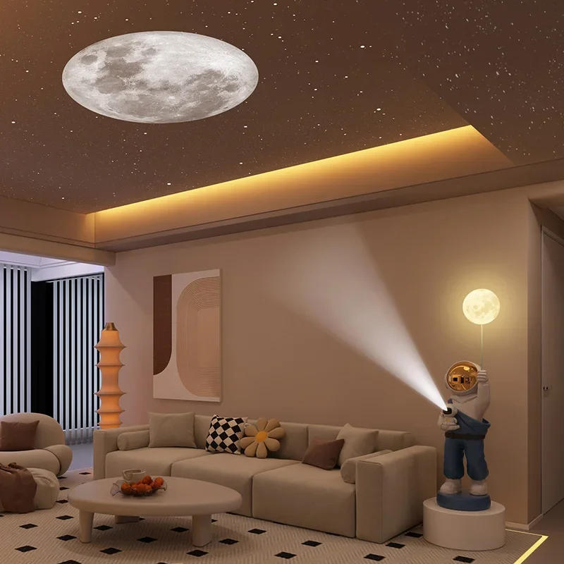 Moon Lamp That Can Emit Light Astronaut Ornaments Living Room Decorations Large Piggy Bank Starry Sky Projection Birthday Gift