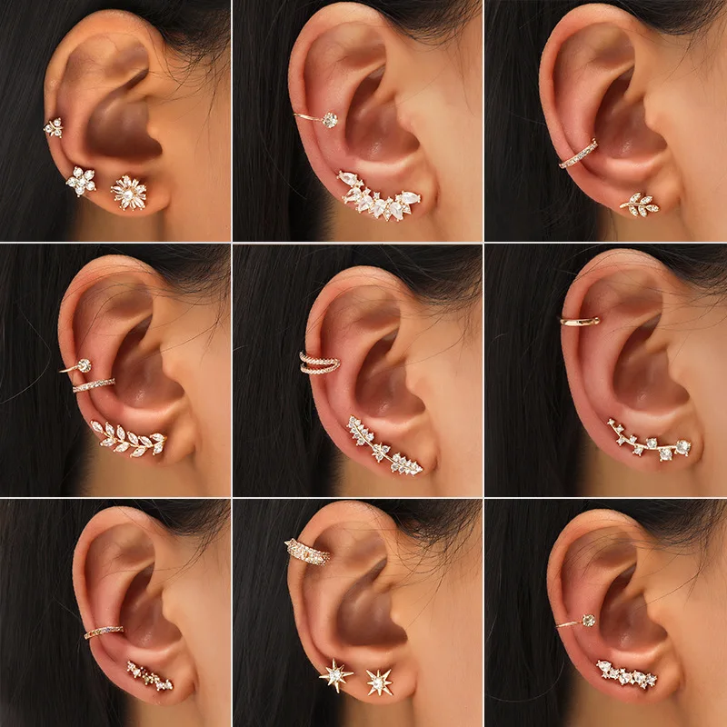 

Bohemian NO Piercing Crystal Rhinestone Ear Cuff Wrap Stud Clip Earrings For Women Girl Trendy Earrings Jewelry Bijoux 1PCS