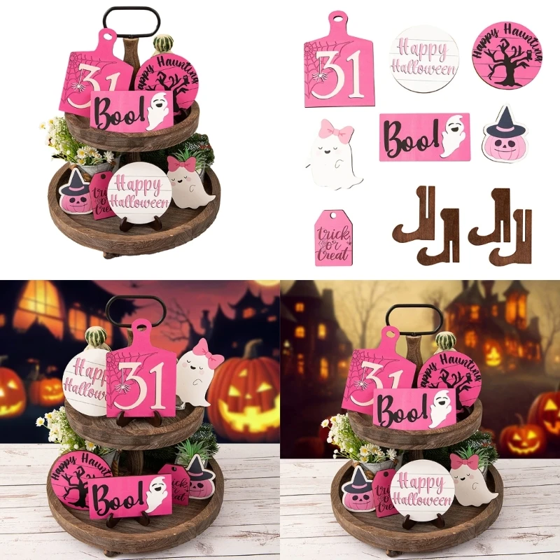 

Украшение стола на Хэллоуин, сервировка многослойного подноса, декоративный большой рождественский знак