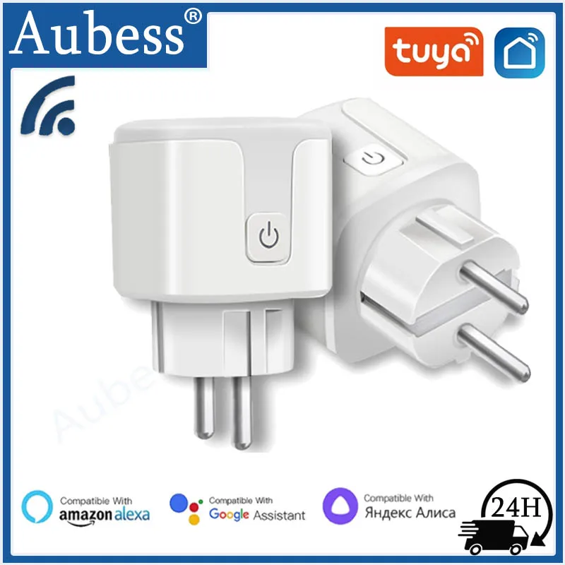 

Aubess Smart Socket EU 16A WiFi Smart Plug Wireless Power Adapter Outlet Alexa Google Home Voice Control for Tuya Smart Life APP