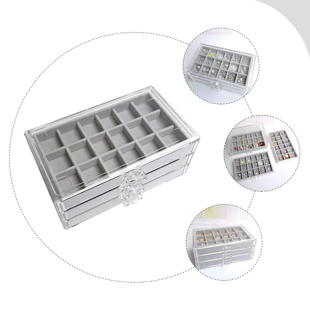 Drawer Acrylic Organizer Earring Jewelry Box Holder Storage Layer Ring Boxesmultiple Rings Dresserclear 