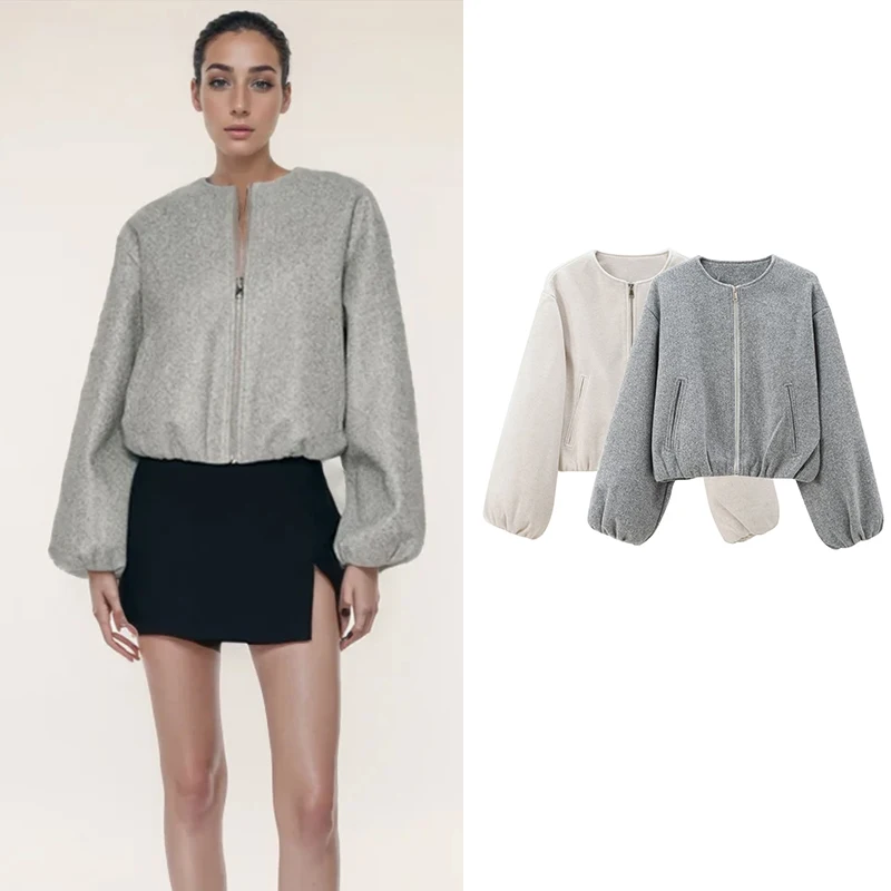 Куртка женская осенняя свободного покроя теплая элегантная