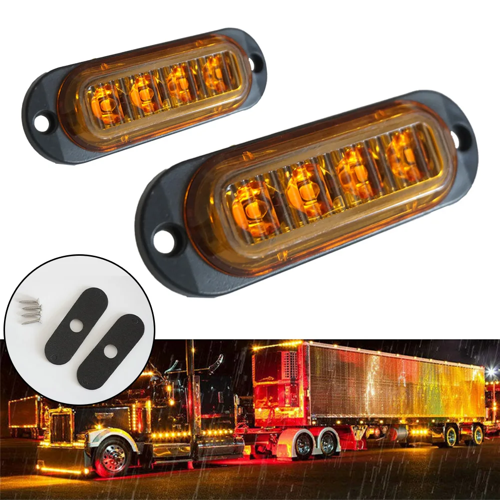 

2Pcs LED Side Marker Lights Yellow Clearance Light Lamp Indicator 12V 24V Waterproof Trucks Caravans Pick Up Car Van RV Lorry