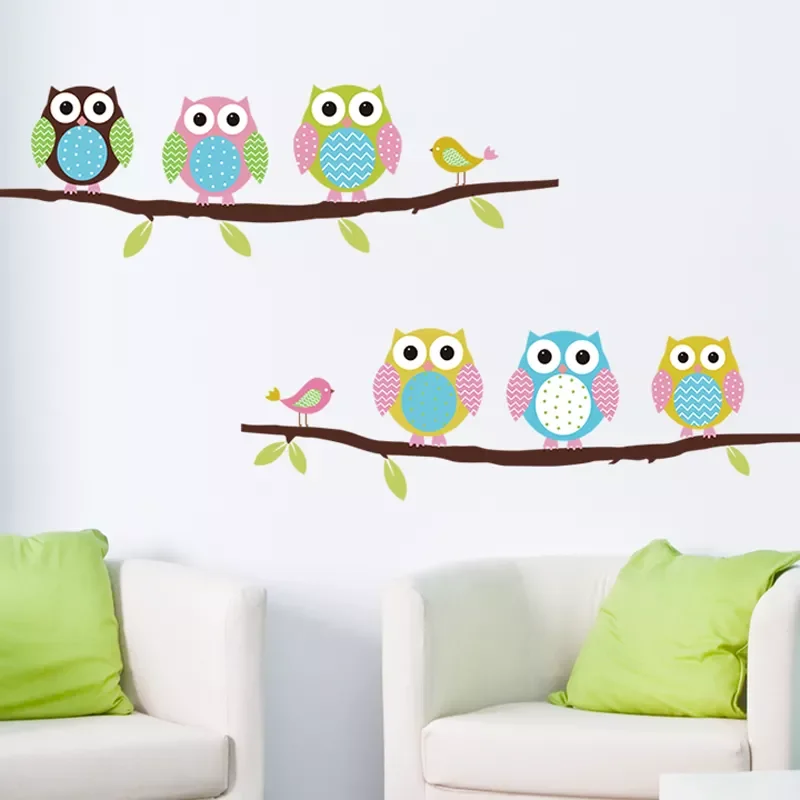 

Animal cartoon owl tree vinyl wall sticker for kids rooms home decor living room decoration Mural Decal child stickers wallpaper