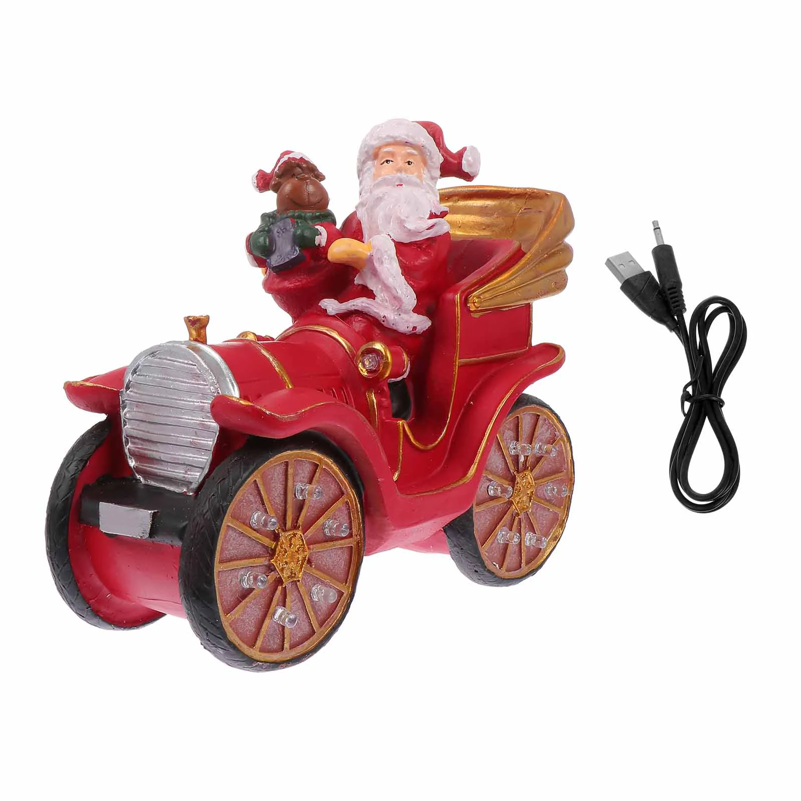 

Красный грузовик, винтажный Санта-Клаус, украшение, сияющий декор, набор поездов, фигурки рождественских фигурок