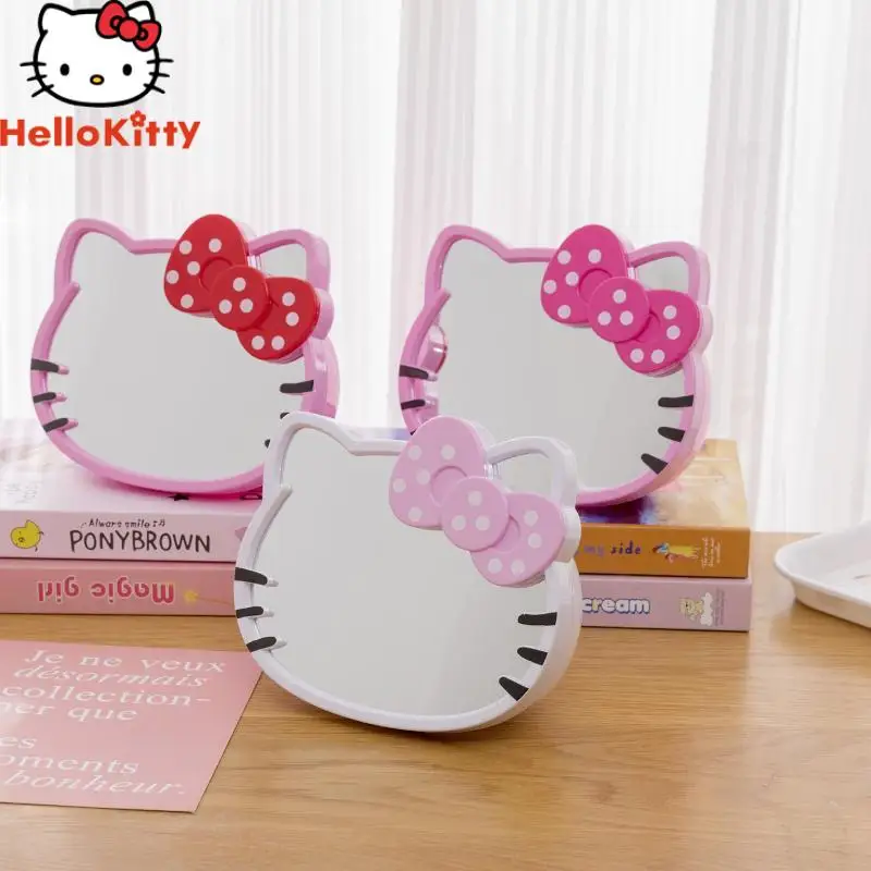 Новое кавайное настольное косметическое зеркало Hello Kitty, органайзер, аниме косметическое зеркало для хранения, милое зеркало с головой кошки, подарок для девочки