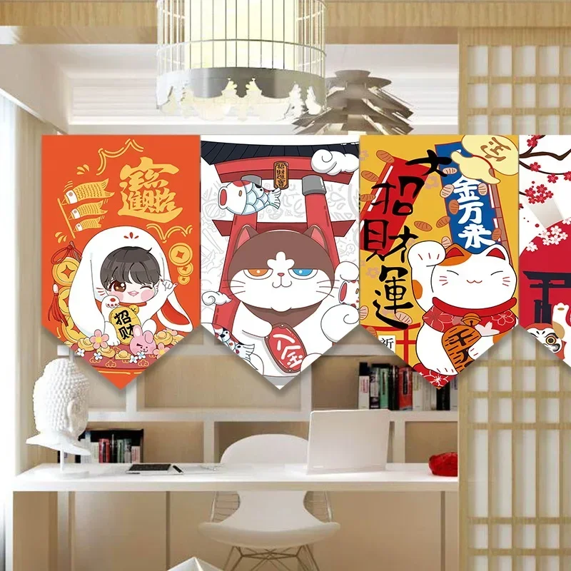 Японская треугольная занавеска Lucky Cat украшение для двери ресторана в японском