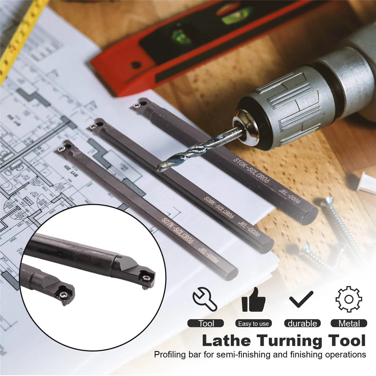 4 набора из 7/8/10/12 мм Sclcr держатель сверлильного инструмента для токарного станка +