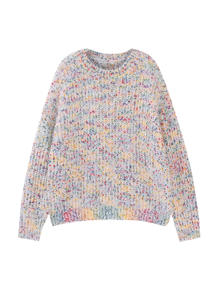 

Colorful Pullover Women 2022 Winter Autumn O-Neck Thick Warm Loose Knitted Sweater