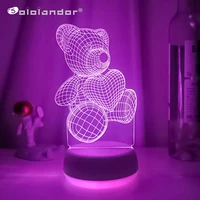 3d illusion baby night light bear with heart led touch switch colorful atmosphere for home decoration light table lamp bedside