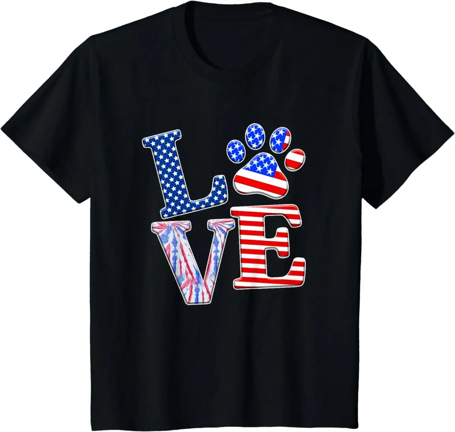 Футболка LOVE Dog Paw с американским флагом Tie Dye Lover 4 июля
