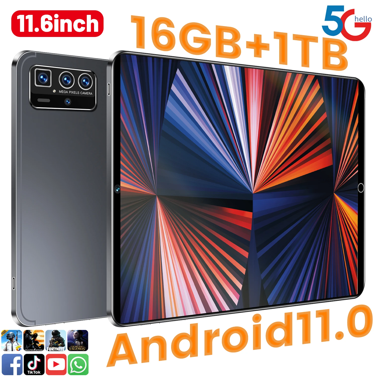 5G 2023 Versione Globale Tablet Da 11.6 Pollici Android 16Gb Ram 1Tb Rom Android 11.0 Mtk6797 Wifi 8800Mah 10 Core Rete A Schermo Intero