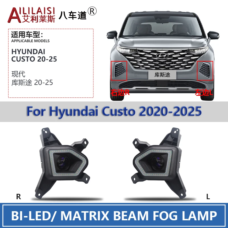 

AIlilaisi 2,0-дюймовый противотуманный фонарь с объективом проектора Bi Led для Hyundai Custo 2020-2025, водонепроницаемый и противотуманный указатель поворота, завод