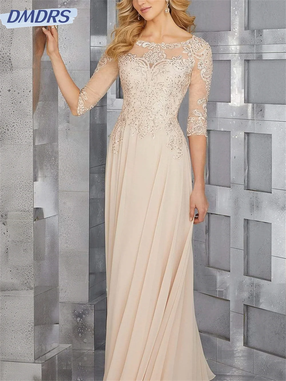 Элегантное шифоновое платье для матери невесты 2024