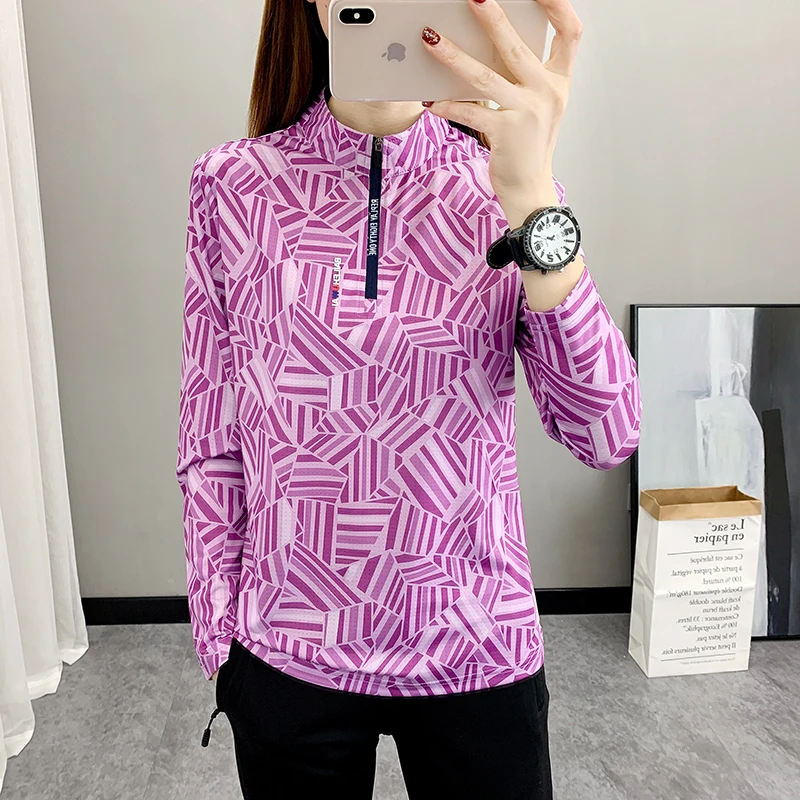 2023 New Summer Quick Dry Elastic Long Sleeve Casual T-Shirts Women's Skin/Sun/UV Protection Hiking Workout Gym Shirts Outdoor