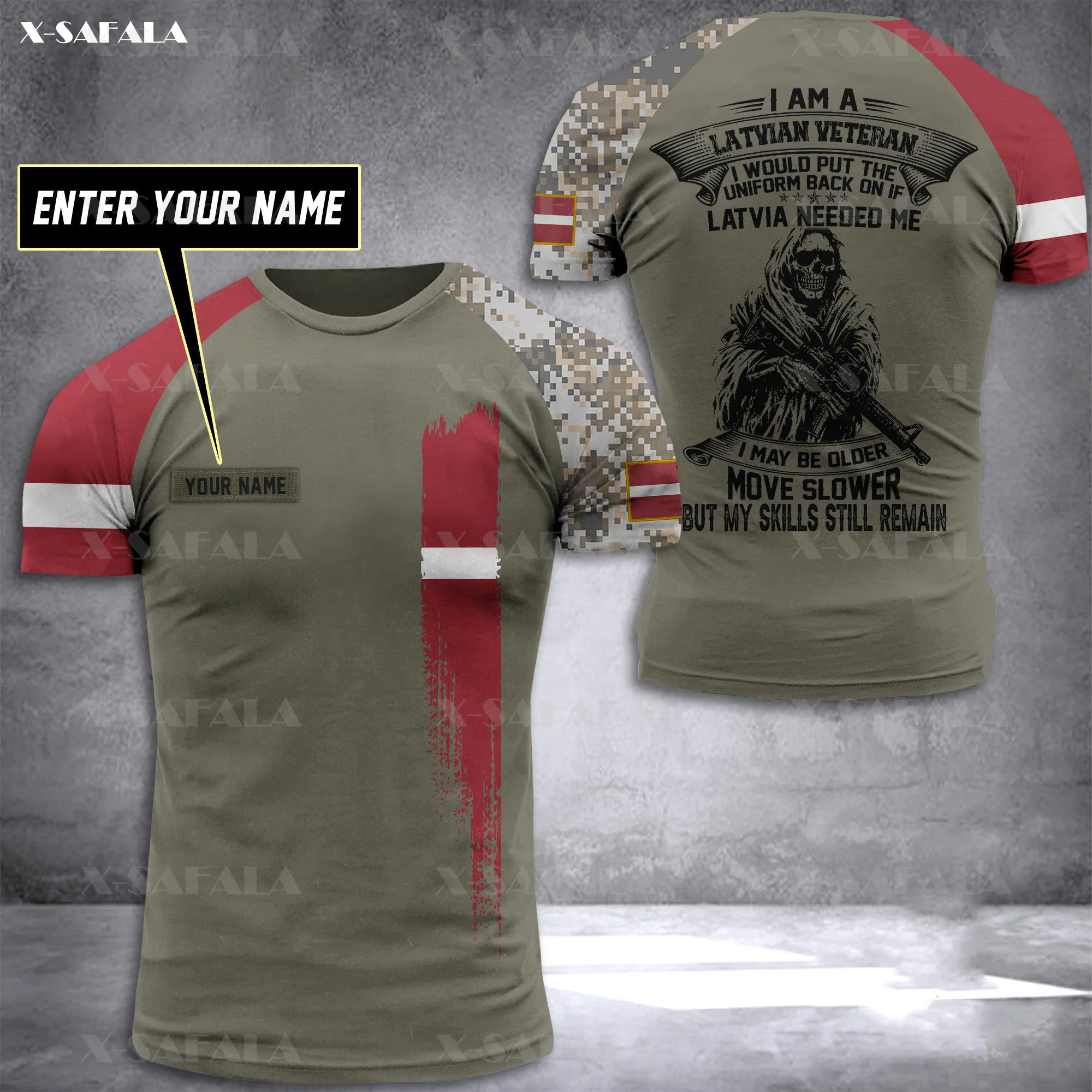 

LATVIAN Soldier-ARMY-VETERAN Country Flag 3D Printed High Quality T-shirt Summer Round Neck Men Female Casual Top-6