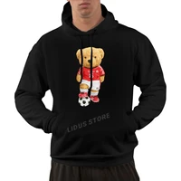 cute teddy teddy bear in soccer player hoodie sweatshirt harajuku streetwear 100 cotton mens hoodie