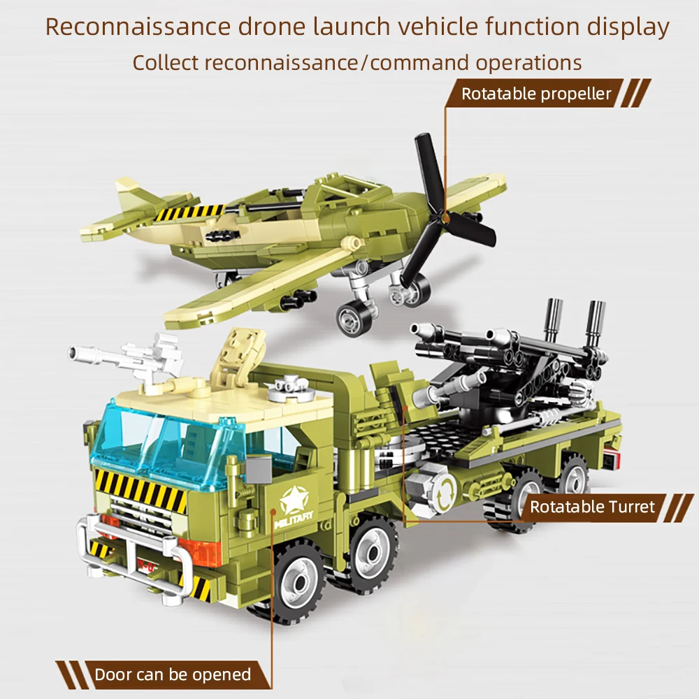 Военный армейский грузовик строительные игрушки для мальчиков 581 шт. автомобиль