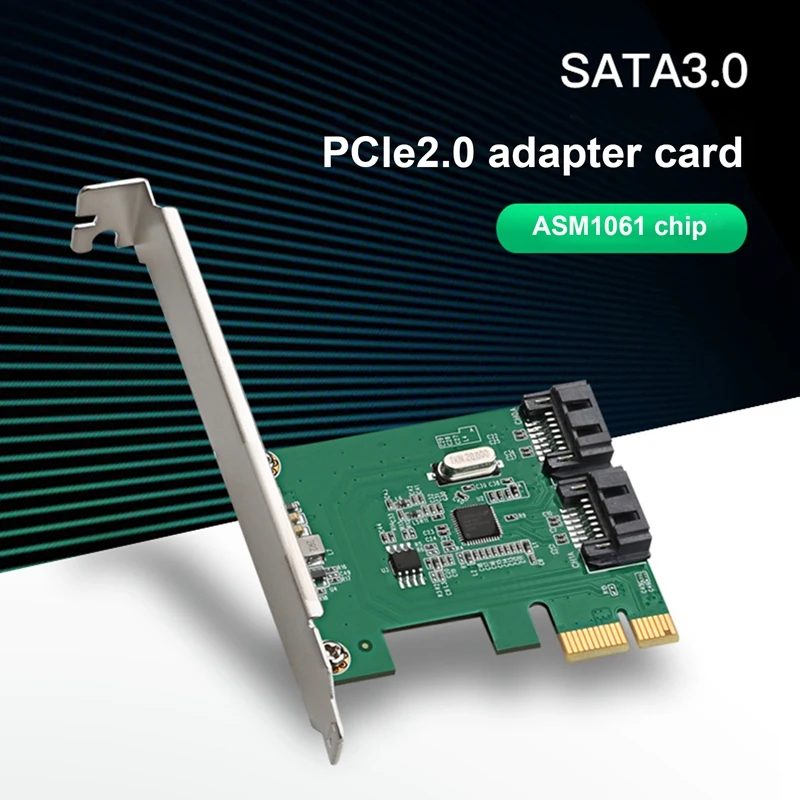 

PCIE 2,0 X1 на 2 порта SATA3.0 карта расширения жесткого диска AMS1016 чип адаптер карты PCIE 2,0 карта расширения