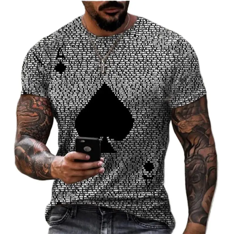

Summer T-shirt Men's Fashion Casual Short Sleeve 3D Printed A-playing Cards Personalized Sports Quick-drying Men Clothing Tops