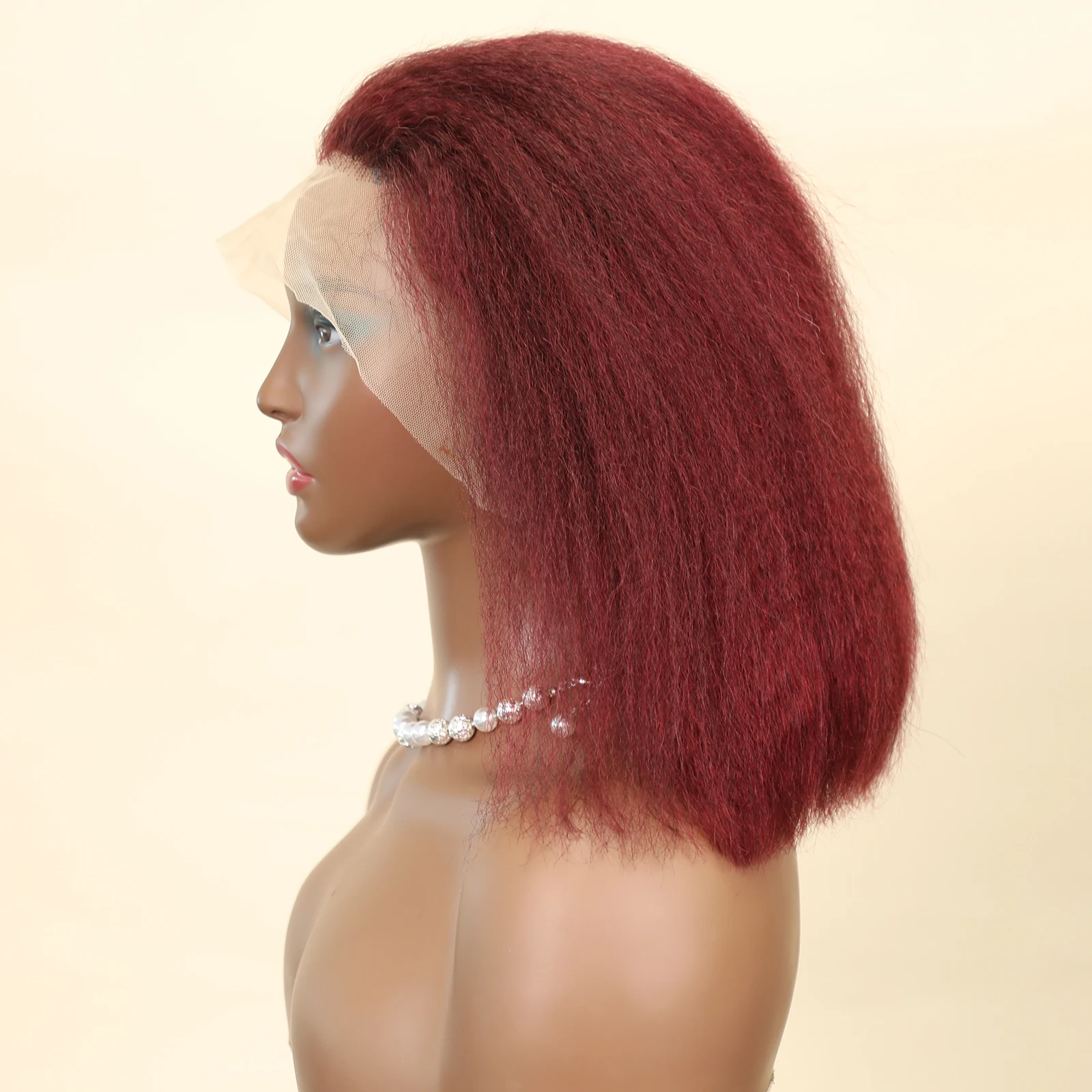 99J Бордовый Кудрявый Прямой Парик Человеческих Волос Remy Bob Парики 13x4 Фронта