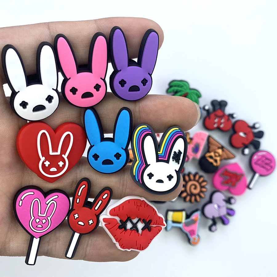 WholeSale 132 Pcs Bunny Croc Shoe Charms Mexican Inspired Shoe Charms for Girls Boys Men Women Clog Accessories