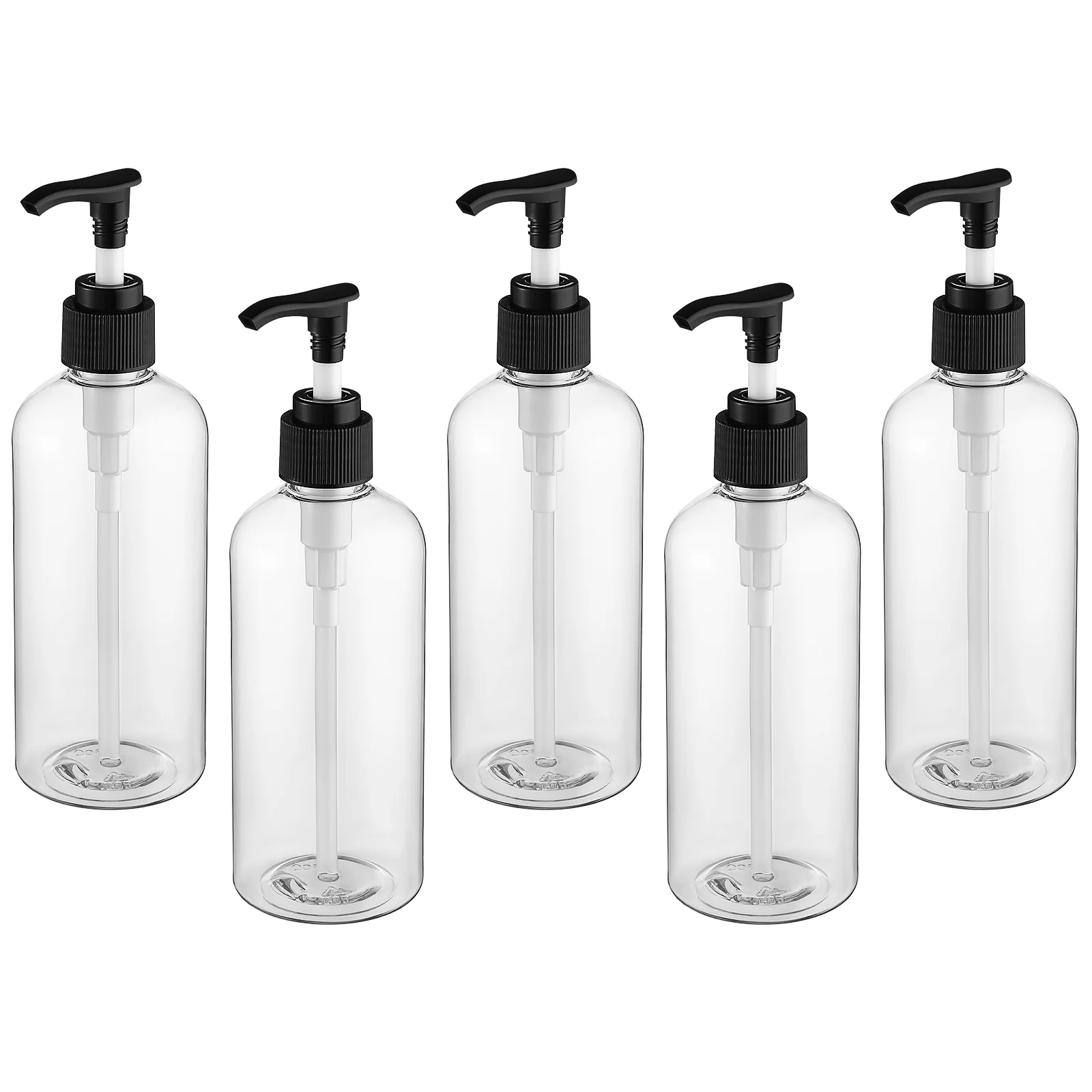 

5 Pcs Empty Shampoo Container Pump Bottle Dispenser Shower Soap Dispensers Bathroom Clear Lid Plastic Bottles Travel Toiletries