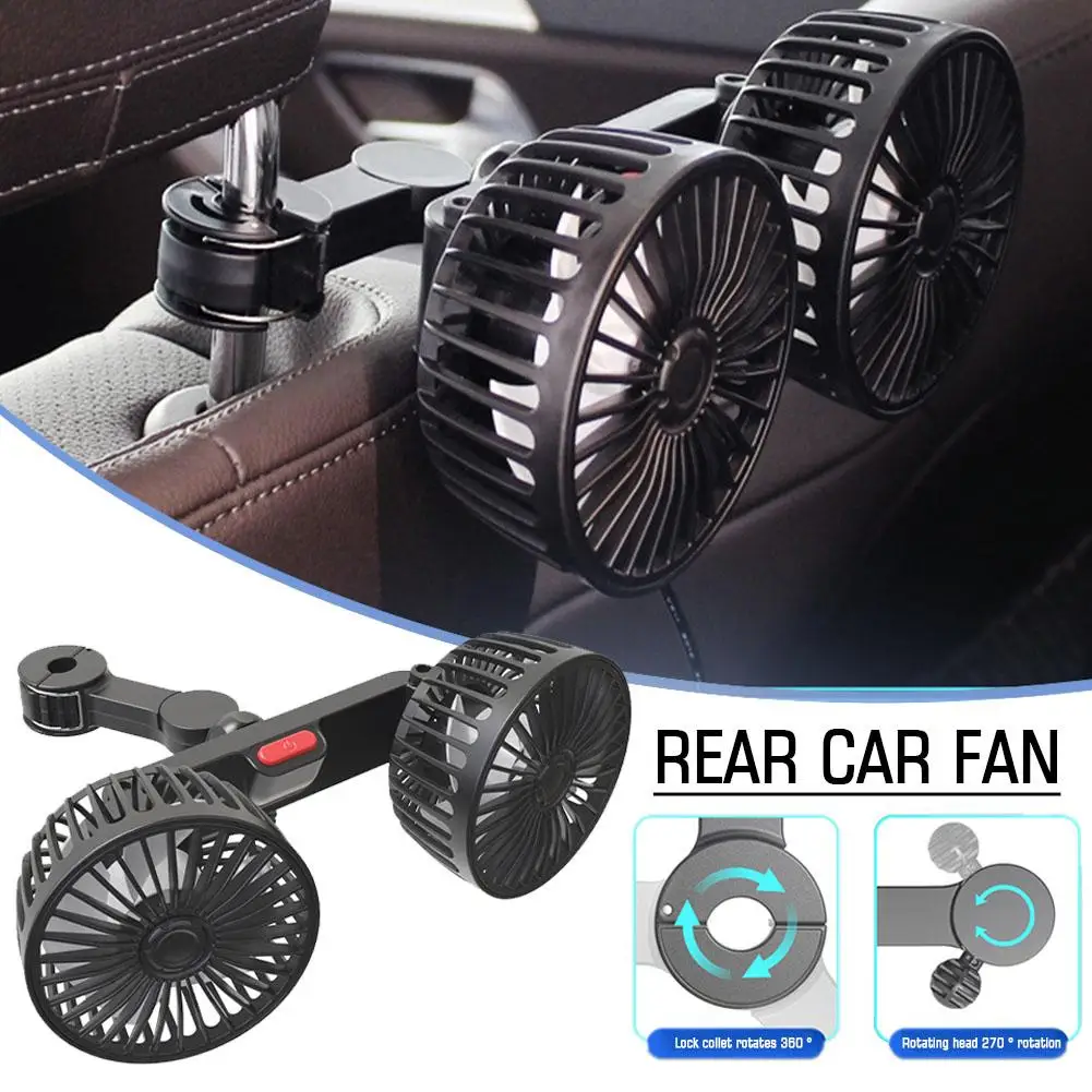 

12V/24V Car Seat Back Cooling Fan 360 Degree Rotation USB Charging Auto Headrest Ventilation Fan Car Neck Cooler for Vehicl N6V8