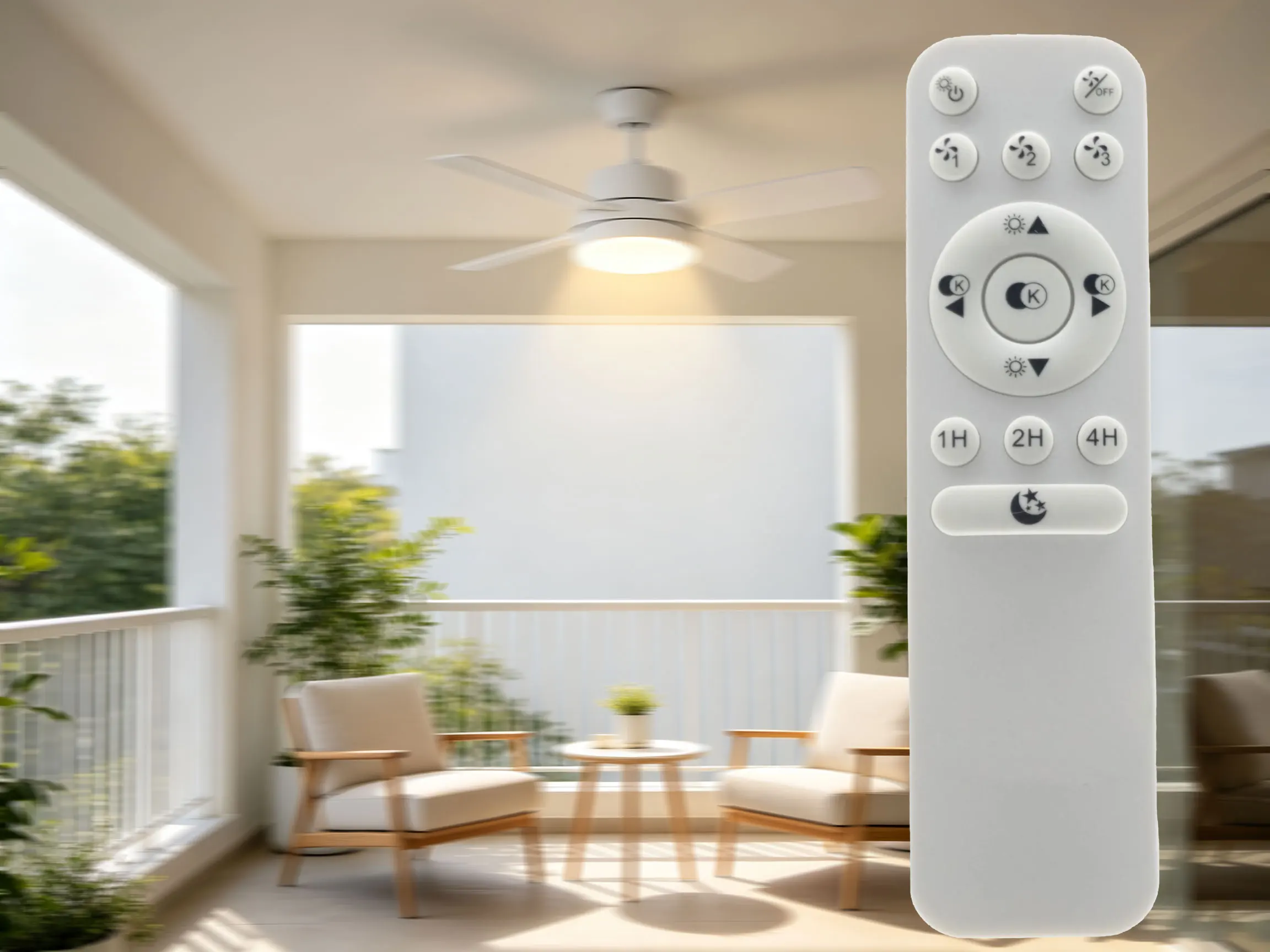 Фото Пульт дистанционного управления совместим с Trio Reality Leuchten 11685824, Narvik-R62432106 и Borgholm-R67083132/R67083131 потолочными вентиляторами с подсветкой. №1
