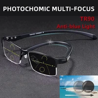 tr90 titanium multifocal reading glasses photochromic men women progressive bifocal anti blue ray uv protect presbyopic glasses