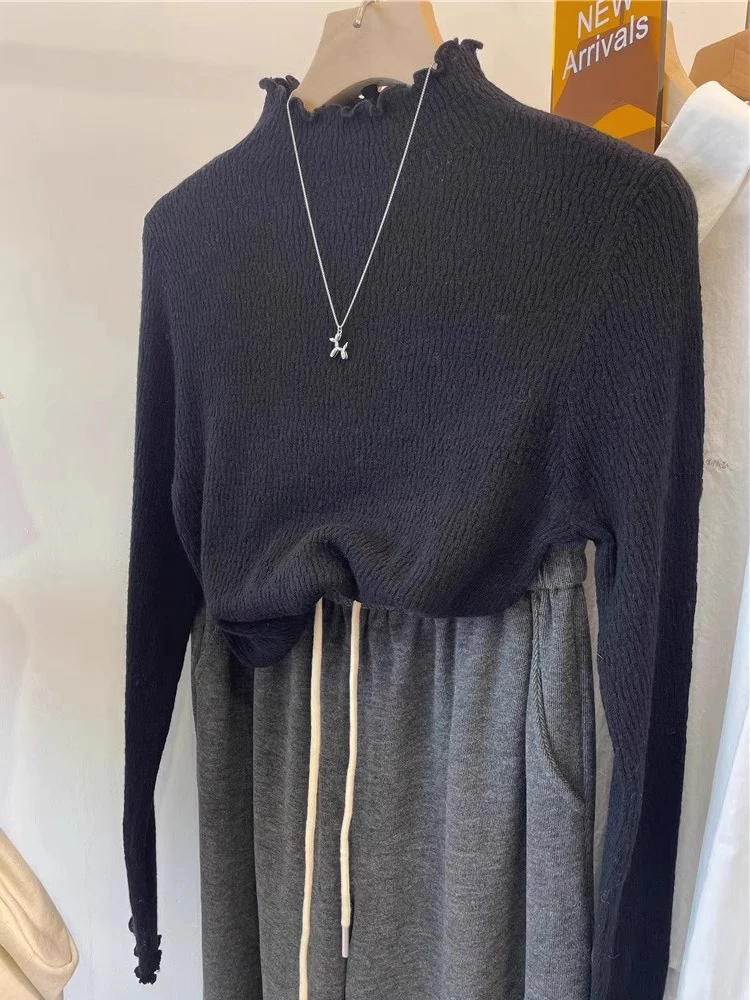 Apricot Half-high Collar Mid-Collar Wool Knitting Bottoming Shirt Women Winter Autumn and High Sense Inner wear Slim f...