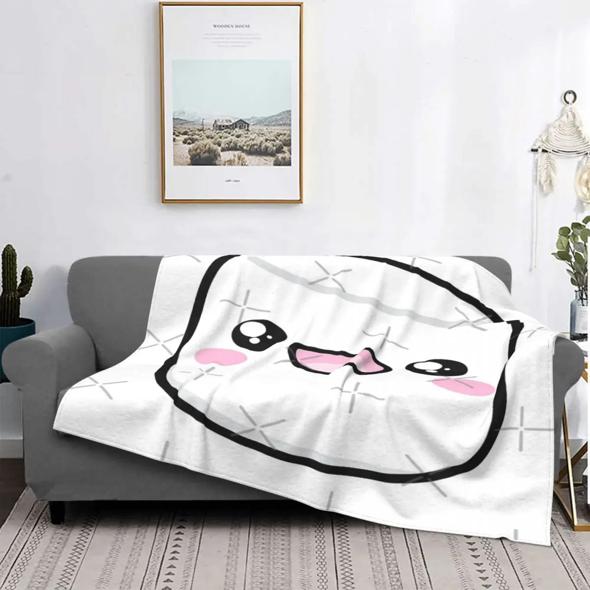 

Manta Kawaii de malvavisco para cama, colcha a cuadros, toalla, manta con capucha para camas