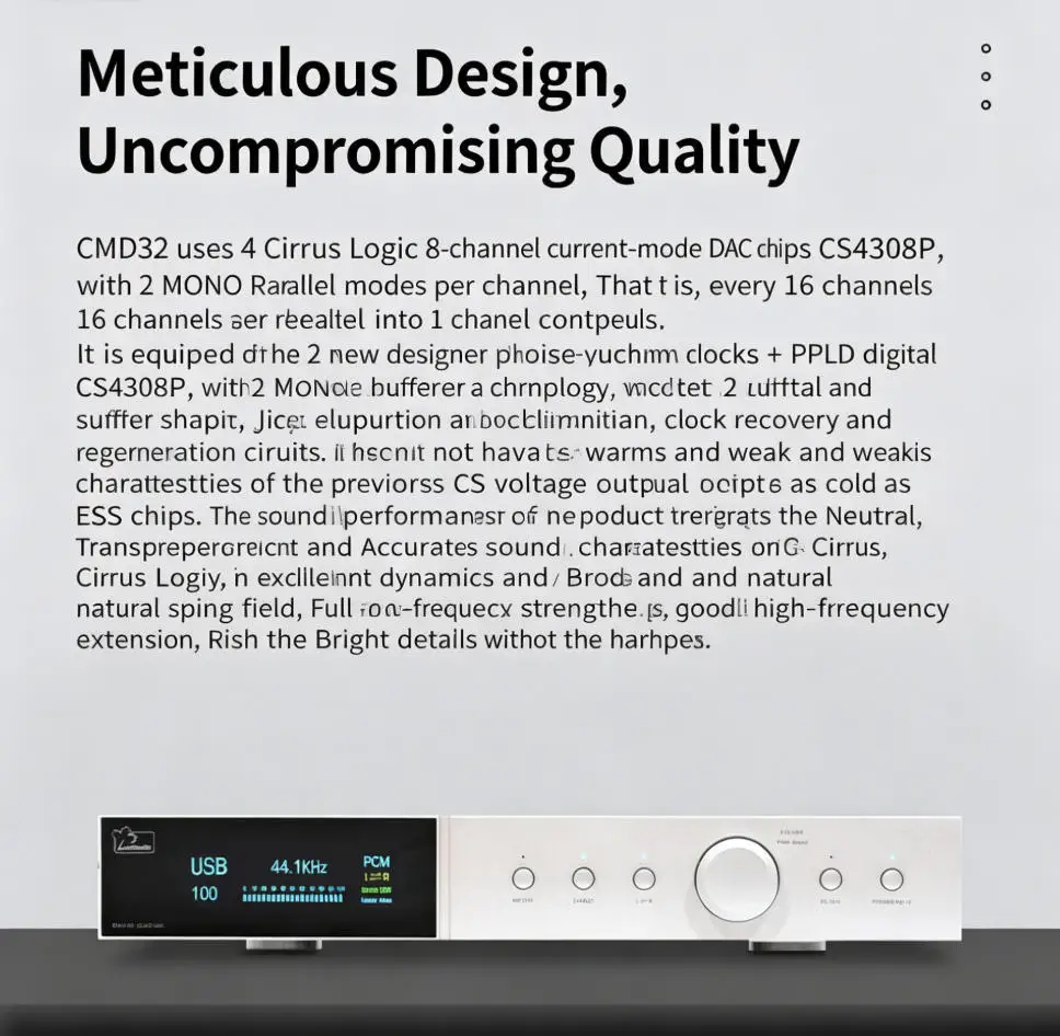 Фото Leafaudio CMD32 Quad-Core CS4308P Черный аудиофильский декодер с VU-метром для Hi-Fi музыкальных стримеров №4
