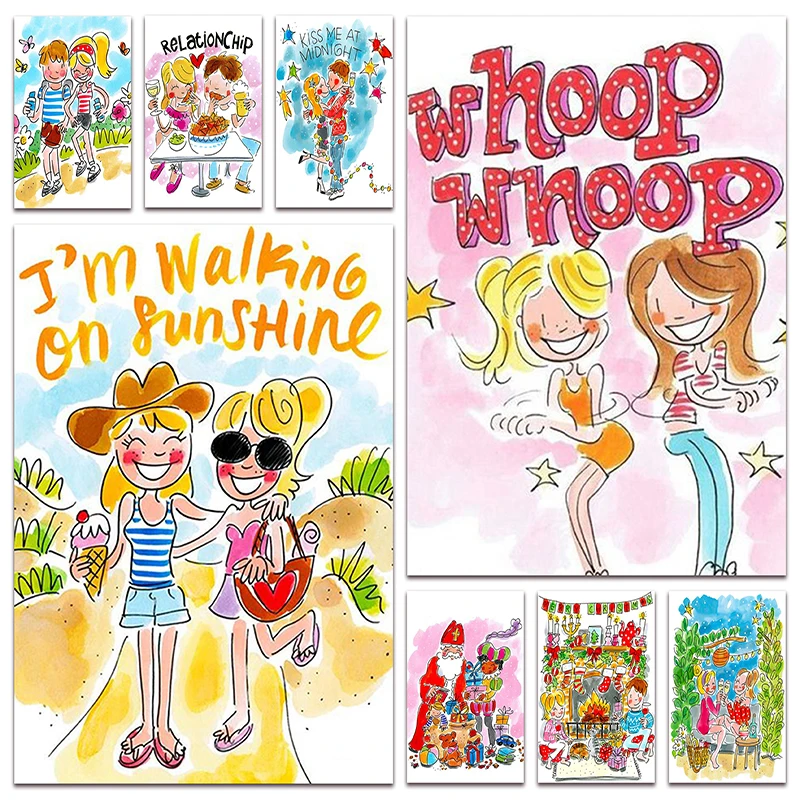 

New 5D Diamond mosaic Blond Amsterdam Cartoon Girl DIY Full Diamond painting embroidery Home decor Comic boy cross stitch E136