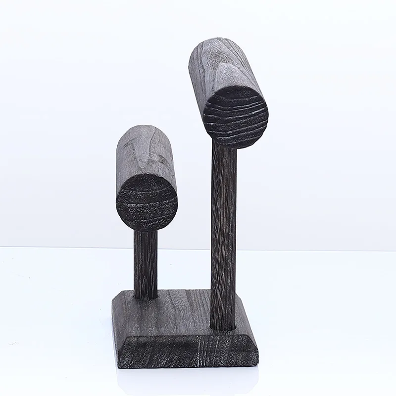 Distressed Vintage Bracelets Watches Head Rope Hair Tie Storage Rack, Light Wooden Jewelry Display For Exhibition