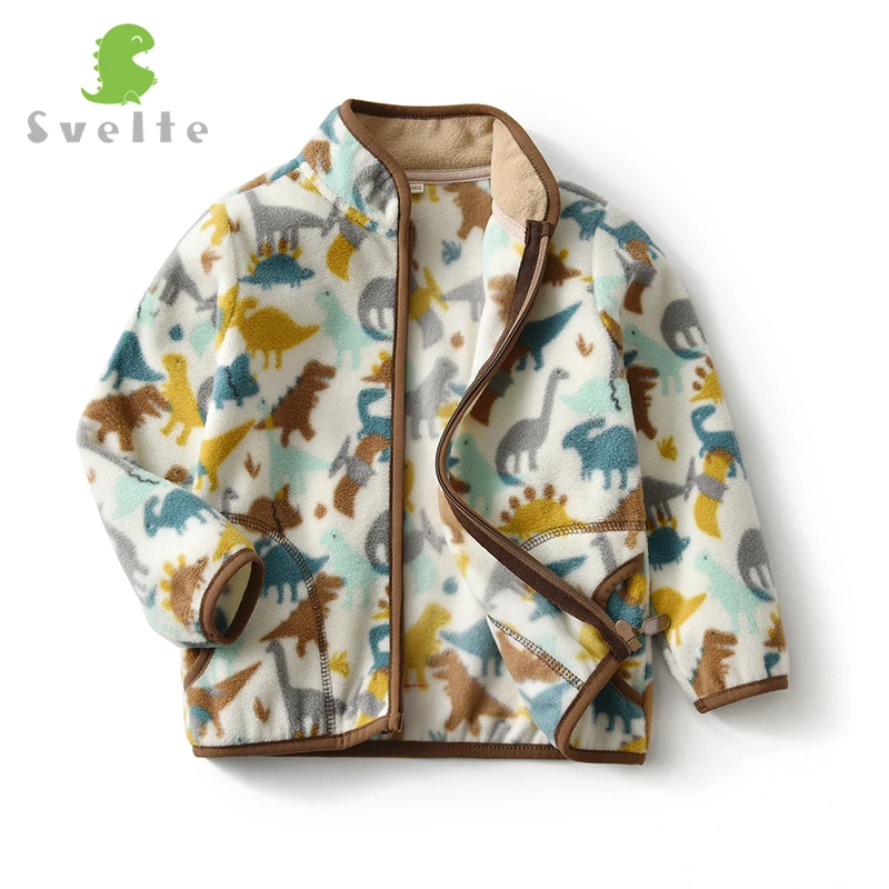 

SVELTE 2-14 Yrs Boys Fleece Cardigan Jacket for Fall Winter Printed Dinosaur Pattern Coats Kids Fashion Sweater Clothing