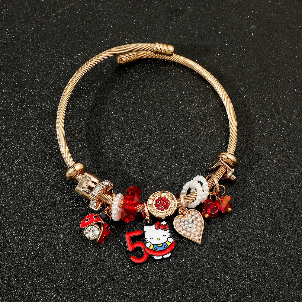 Браслет Sanrio KT с рисунком кота 5-я годовщина браслет-подвеска золотого цвета кулон