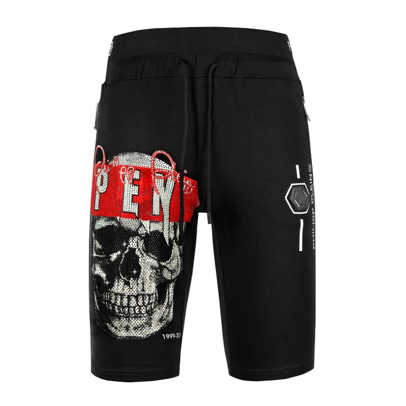 

2022ss PP shorts men's fashion trend skull hot drill Plein cotton European and American fashion thin five-point shorts shorts