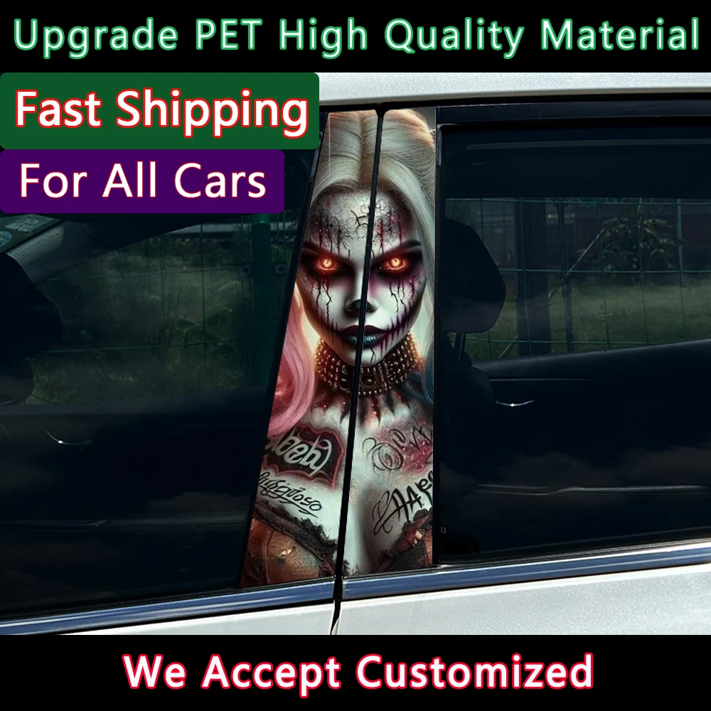 Готический Джокер Девушка Автомобиль B-стойка Наклейки Автомобильный центр