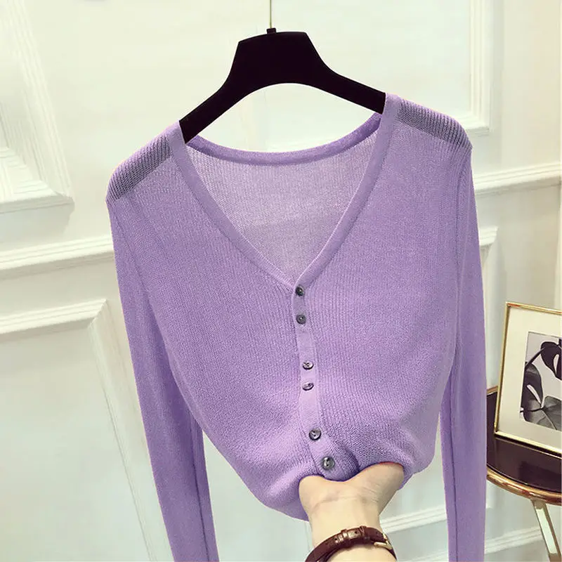 

Women's Letter Embroidery Knitted Cardigan Short Sun Protection Jacket Thin Top Air Conditioner Shirt Korean Fashion Designer Za