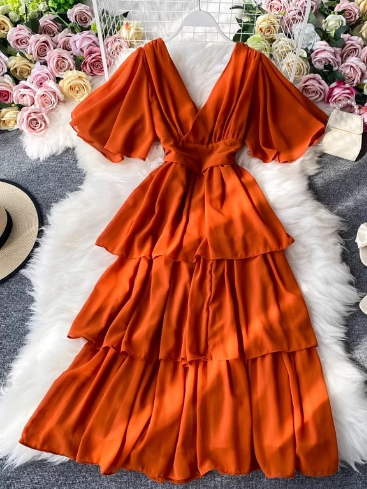 

Fashion Women Sexy Backless Casual Midi Dress Summer Vintage A-Line Solid Party Beach Sundress Female Chic Birthday Robe Mujers