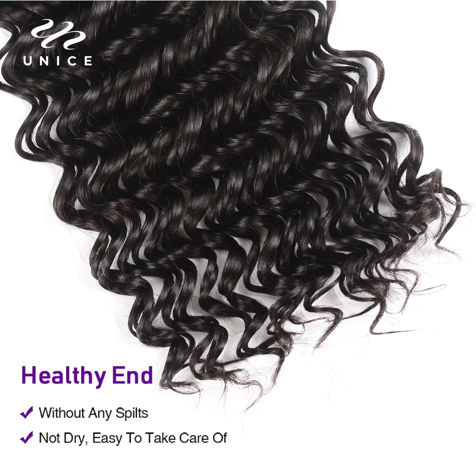 UNice Hair Kysiss Series 8A Peruvian Deep Wave 1 Bundle 12-26 Inch Unprocessed Virgin Bundles 100% Human Extensions | Шиньоны и парики