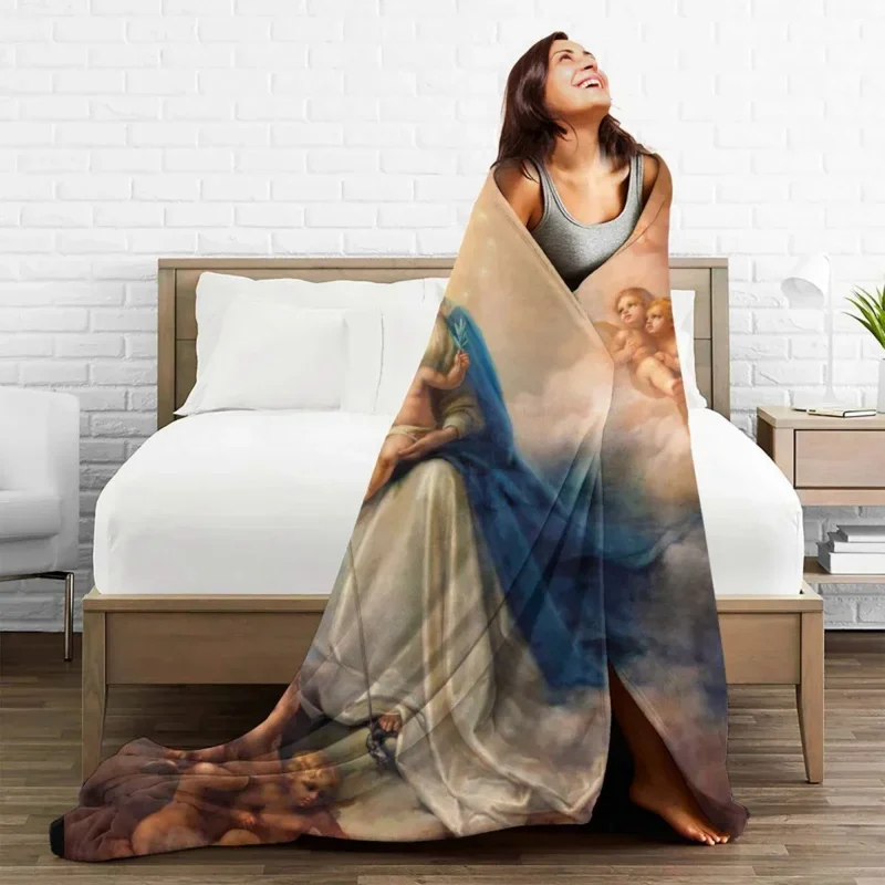 

Virgin Mary Christian Catholic Blankets Velvet Spring Autumn Multi-Function Super Soft Throw Blanket For Home Office Bedspread