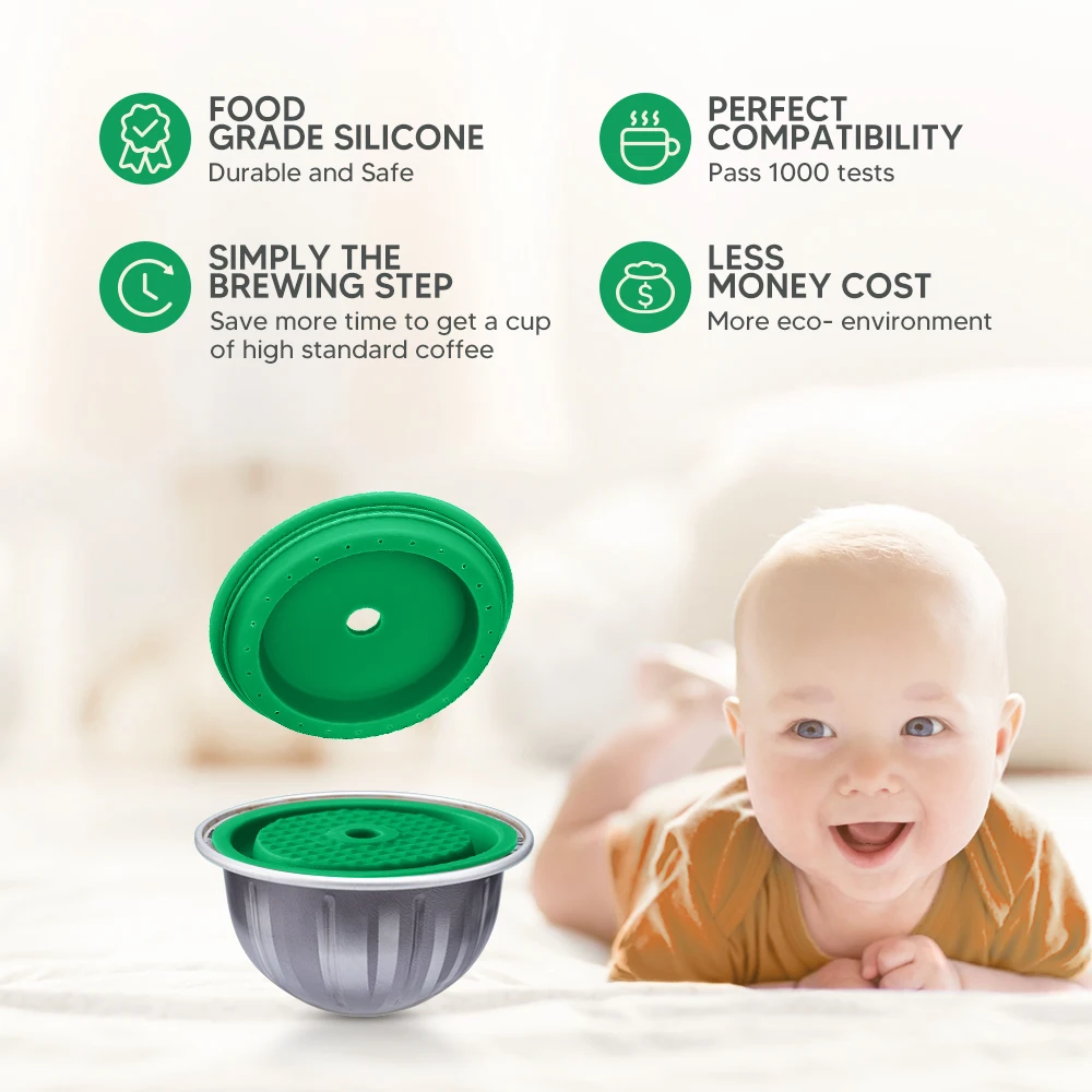 

ICafilas Reusable Silicone Cover Lid for Nespresso Vertuo Capsule Disposible Original Coffee Caps Filter for Vertuo Next Machine