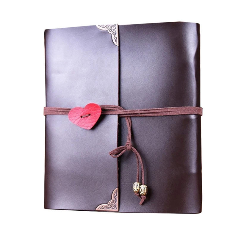 

Love Button Retro Album Artificial Leather Loose-leaf Album Diy Graduation Handmade Self-adhesive Photo Album Customization