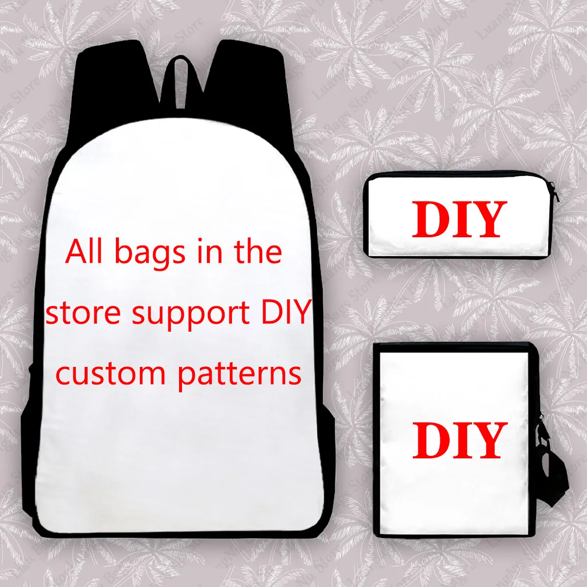 

New School Backpack Boys Girl School Bags Shoulder Bags Pencil Bag Children's 3 Piece Set 3D Custom High Quality Travel Bag